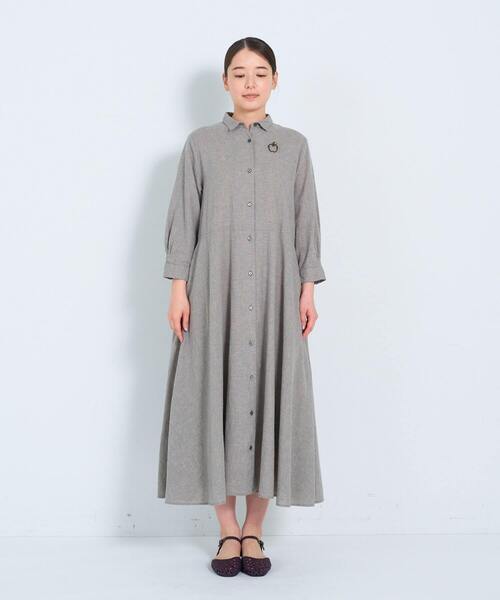 極美品　アデュートリステス　リネン　ストライプ 柄ワンピース　ゆったり　フリー 極美品 アデュートリステス リネン ストライプ ワンピース
