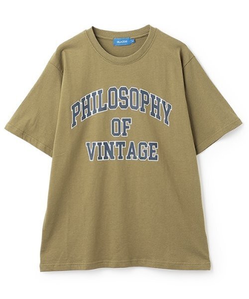 GLAZOS（グラソス）の「【大人向けサイズあり】【プチプラ】フロントカレッジロゴ半袖Tシャツ（Tシャツ/カットソー・キッズ・ホワイト/ベージュ/カーキ/ブルー/ブラック/グレー・S/M/L/LL）」の5枚目の写真