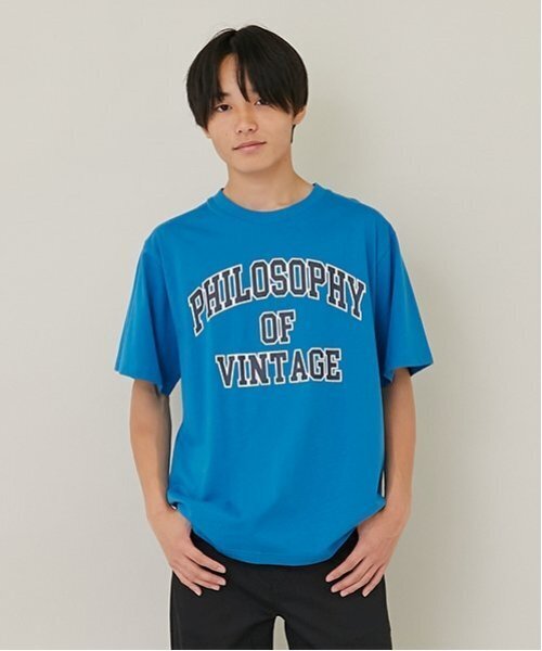 GLAZOS（グラソス）の「【大人向けサイズあり】【プチプラ】フロントカレッジロゴ半袖Tシャツ（Tシャツ/カットソー・キッズ・ホワイト/ベージュ/カーキ/ブルー/ブラック/グレー・S/M/L/LL）」の6枚目の写真