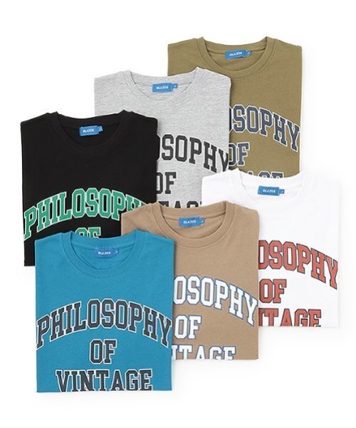 GLAZOS（グラソス）の「【大人向けサイズあり】【プチプラ】フロントカレッジロゴ半袖Tシャツ（Tシャツ/カットソー・キッズ・ホワイト/ベージュ/カーキ/ブルー/ブラック/グレー・S/M/L/LL）」の13枚目の写真