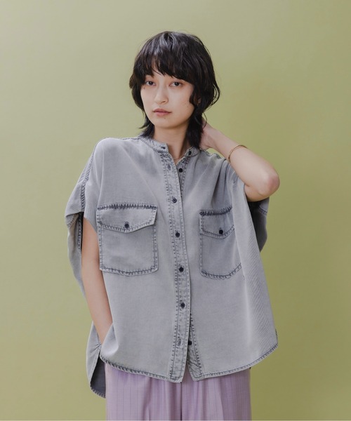 Eimee Law(エイミーロウ)の「テンセルデニム ドロップショルダーシャツ(シャツ/ブラウス・レディース・ライトグレー/ライトブルー/グレー/ブルー・FREE)」の8枚目の写真