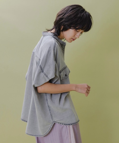 Eimee Law(エイミーロウ)の「テンセルデニム ドロップショルダーシャツ(シャツ/ブラウス・レディース・ライトグレー/ライトブルー/グレー/ブルー・FREE)」の14枚目の写真