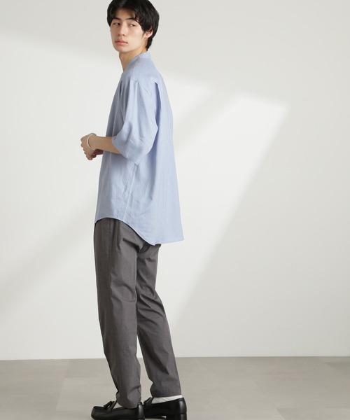 NANO universe（ナノユニバース）の「アンチスメルリネン バンドカラーシャツ 半袖（シャツ/ブラウス・メンズ・グレー/ブラック/サックスブルー/ホワイト・S/M/L）」の10枚目の写真