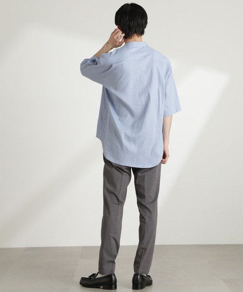 NANO universe（ナノユニバース）の「アンチスメルリネン バンドカラーシャツ 半袖（シャツ/ブラウス・メンズ・グレー/ブラック/サックスブルー/ホワイト・S/M/L）」の11枚目の写真