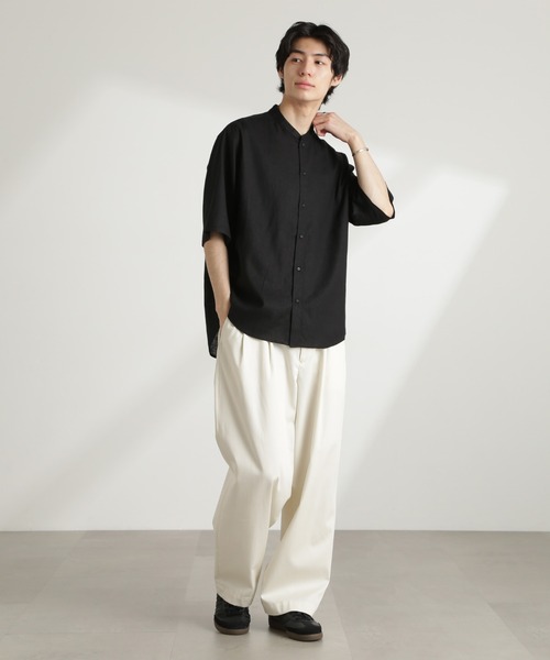 NANO universe（ナノユニバース）の「アンチスメルリネン バンドカラーシャツ 半袖（シャツ/ブラウス・メンズ・グレー/ブラック/サックスブルー/ホワイト・S/M/L）」の22枚目の写真