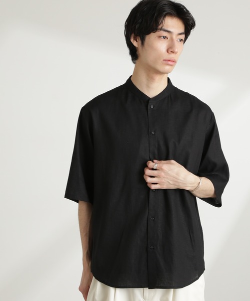 NANO universe（ナノユニバース）の「アンチスメルリネン バンドカラーシャツ 半袖（シャツ/ブラウス・メンズ・グレー/ブラック/サックスブルー/ホワイト・S/M/L）」の19枚目の写真