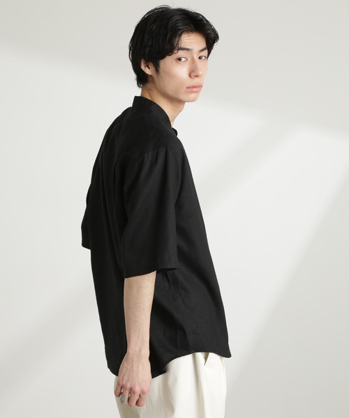 NANO universe（ナノユニバース）の「アンチスメルリネン バンドカラーシャツ 半袖（シャツ/ブラウス・メンズ・グレー/ブラック/サックスブルー/ホワイト・S/M/L）」の20枚目の写真