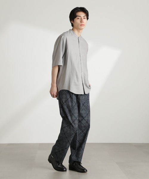 NANO universe（ナノユニバース）の「アンチスメルリネン バンドカラーシャツ 半袖（シャツ/ブラウス・メンズ・グレー/ブラック/サックスブルー/ホワイト・S/M/L）」の16枚目の写真