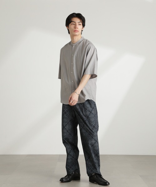 NANO universe（ナノユニバース）の「アンチスメルリネン バンドカラーシャツ 半袖（シャツ/ブラウス・メンズ・グレー/ブラック/サックスブルー/ホワイト・S/M/L）」の15枚目の写真