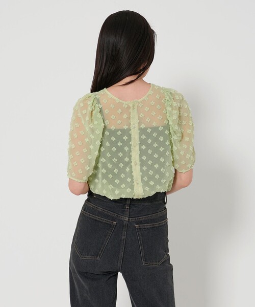 EMMEL REFINES（エメルリファインズ）の「＜EMMEL REFINES＞EM シフォンカット ジャカード ブラウス（シャツ/ブラウス・レディース・オフホワイト/ライム/ブラック・FREE）」の8枚目の写真