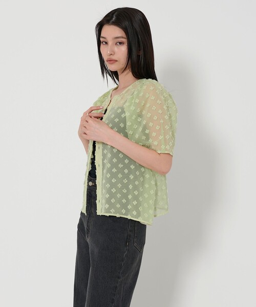 EMMEL REFINES（エメルリファインズ）の「＜EMMEL REFINES＞EM シフォンカット ジャカード ブラウス（シャツ/ブラウス・レディース・オフホワイト/ライム/ブラック・FREE）」の11枚目の写真