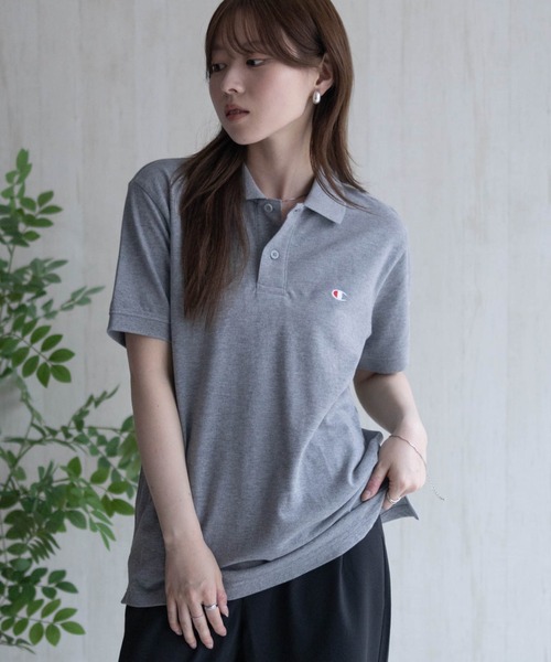 Champion（チャンピオン）の「【Champion】ワンポイント刺繍ロゴ ポロシャツ ユニセックス（ポロシャツ・レディース・杢グレー/ブラック/ホワイト/ネイビー・M/L/XL）」の3枚目の写真