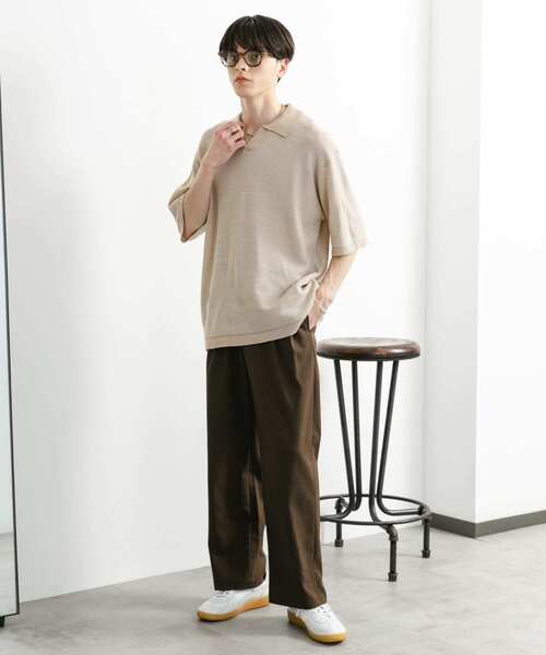 SENSE OF PLACE by URBAN RESEARCH（センスオブプレイスバイアーバンリサーチ）の「『ユニセックス』『洗濯可』ミックススキッパーニット（ニット/セーター・メンズ・ライトベージュ/オリーブ/レッド・MEDIUM/LARGE）」の10枚目の写真