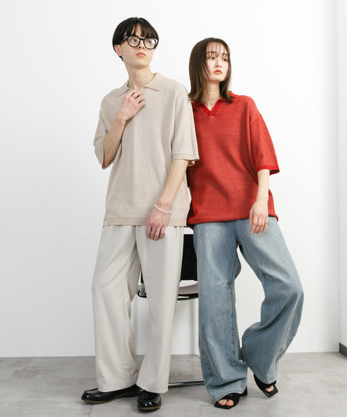 SENSE OF PLACE by URBAN RESEARCH（センスオブプレイスバイアーバンリサーチ）の「『ユニセックス』『洗濯可』ミックススキッパーニット（ニット/セーター・メンズ・ライトベージュ/オリーブ/レッド・MEDIUM/LARGE）」の21枚目の写真