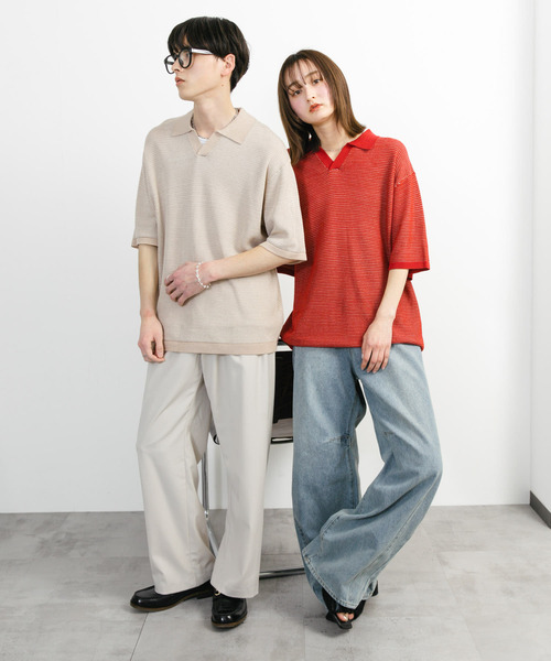 SENSE OF PLACE by URBAN RESEARCH（センスオブプレイスバイアーバンリサーチ）の「『ユニセックス』『洗濯可』ミックススキッパーニット（ニット/セーター・メンズ・ライトベージュ/オリーブ/レッド・MEDIUM/LARGE）」の22枚目の写真