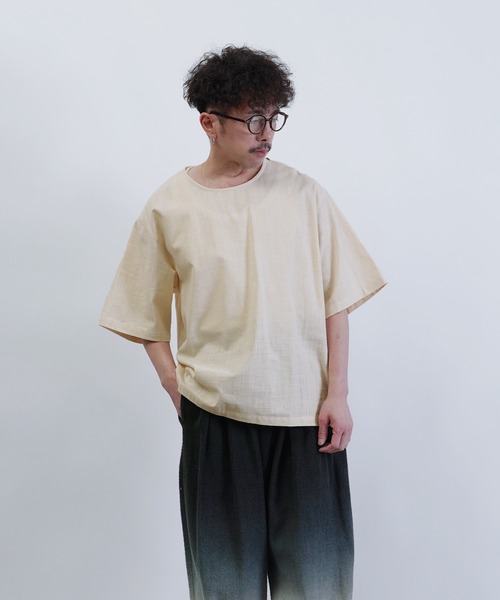 Aphlotus(アプロタス)の「クルーネック H/S リネンミックス プルオーバー(Tシャツ/カットソー・メンズ・ブラック/オフホワイト/レッド・SMALL/MEDIUM/LARGE)」の11枚目の写真