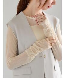 【宮本茉由着用】ランダムドットチュールギャザートップス