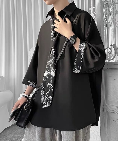 ネクタイ付き シャツ ブラック