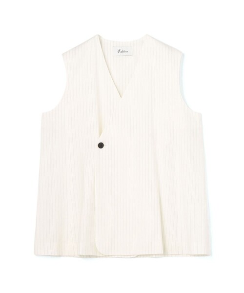 EDITION（エディション）の「リネンストレッチ Vネックジレ（ベスト・レディース・ブラック系その他/ホワイト系その他/ネイビー/ライトベージュ・FREE）」の2枚目の写真