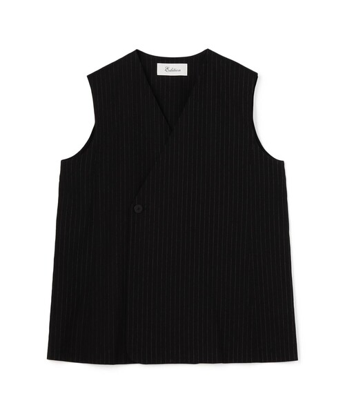 EDITION（エディション）の「リネンストレッチ Vネックジレ（ベスト・レディース・ブラック系その他/ホワイト系その他/ネイビー/ライトベージュ・FREE）」の3枚目の写真