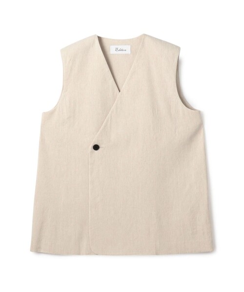 EDITION（エディション）の「リネンストレッチ Vネックジレ（ベスト・レディース・ブラック系その他/ホワイト系その他/ネイビー/ライトベージュ・FREE）」の4枚目の写真