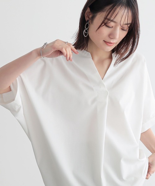 n'OrLABEL（ノアールレーベル）の「スキッパードルマンシャツ（シャツ/ブラウス・レディース・ブラック/オフホワイト/グレイッシュベージュ/ブルー・FREE）」の6枚目の写真