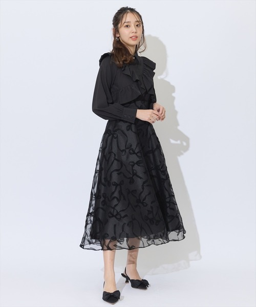手洗い可能】トリアセローンフリルギャザーブラウス|LANVIN en