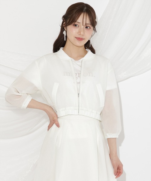WILLSELECTION（ウィルセレクション）の「シアーダンボールブルゾン（ブルゾン・レディース・オフホワイト/ブラック/ピンク・FREE）」の2枚目の写真