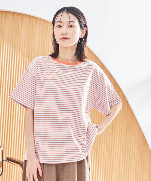 coen(コーエン)の「コットンレトロボーダー半袖シャツ(Tシャツ/カットソー・レディース・ホワイト/ライトピンク/ロイヤルブルー/オレンジ・M/L)」の16枚目の写真