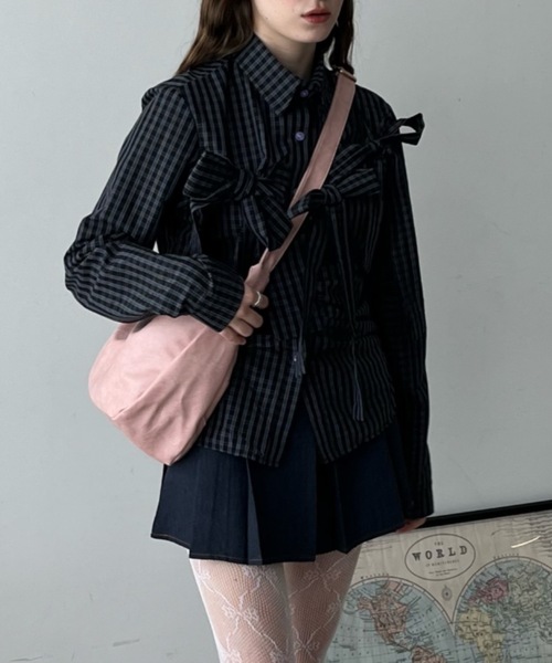 フェイクレザーショルダーバッグ/fake leather shoulder bag