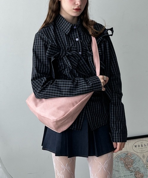 フェイクレザーショルダーバッグ/fake leather shoulder bag