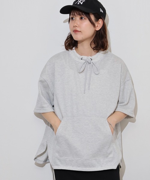 atONE(アットワン)の「ラメ混裏毛デザインラウンドヘムオーバーサイズトップス(Tシャツ/カットソー・レディース・オートミール/チャコール/杢グレー・L/M)」の12枚目の写真