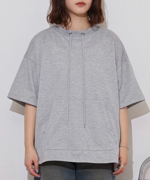 atONE(アットワン)の「ラメ混裏毛デザインラウンドヘムオーバーサイズトップス(Tシャツ/カットソー・レディース・オートミール/チャコール/杢グレー・L/M)」の6枚目の写真