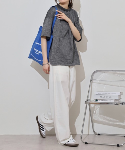 atONE(アットワン)の「ラメ混裏毛デザインラウンドヘムオーバーサイズトップス(Tシャツ/カットソー・レディース・オートミール/チャコール/杢グレー・L/M)」の14枚目の写真