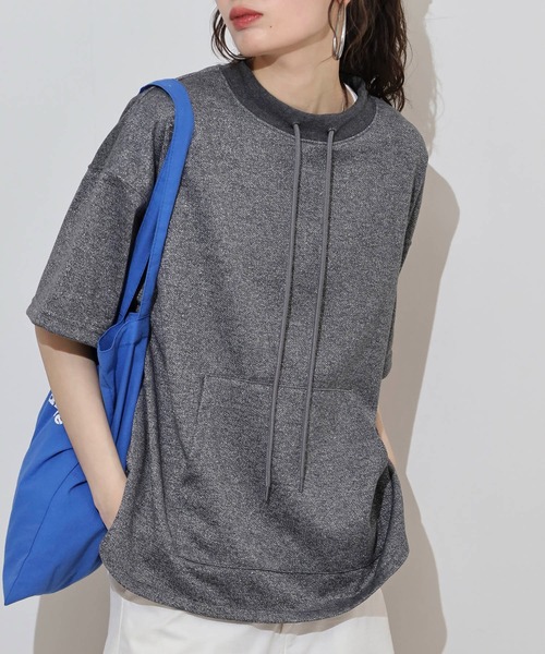 atONE(アットワン)の「ラメ混裏毛デザインラウンドヘムオーバーサイズトップス(Tシャツ/カットソー・レディース・オートミール/チャコール/杢グレー・L/M)」の19枚目の写真