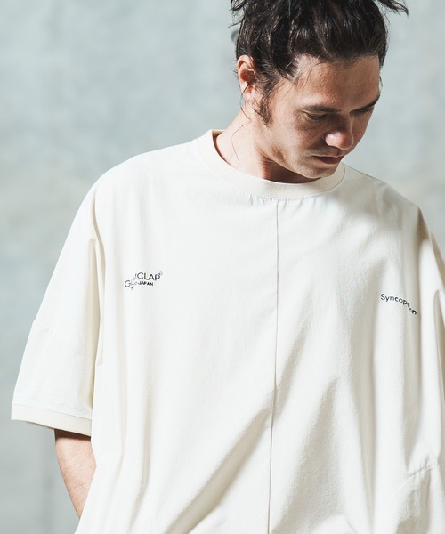 GLIMCLAP（グリムクラップ）の「mt9698- Mini-ripstop nylon fabric short-sleeve pullover Tシャツ（Tシャツ/カットソー・メンズ・ナチュラル/ブラック/ベージュ・S/M/L）」の4枚目の写真