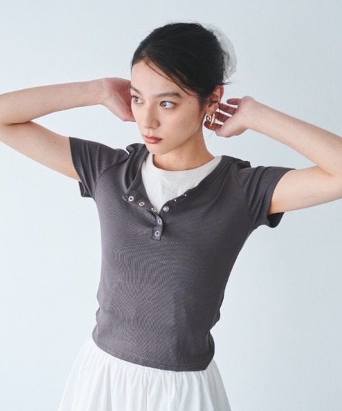 FORMEヘンリーネックリブカットソー 東原亜希 FORME 2025 SPRING HENRY NECK RIB CUT AND SAW