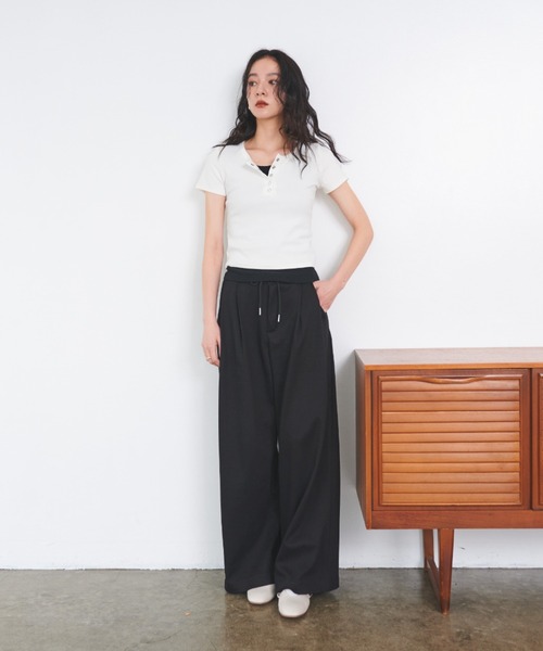 FORME ヘンリーネックリブカットソー トップス