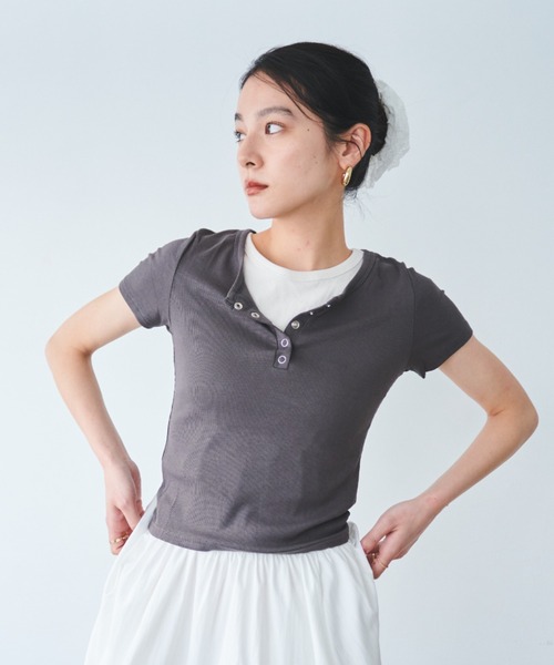 東原亜希 FORME 2025 SPRING HENRY NECK RIB CUT AND SAW