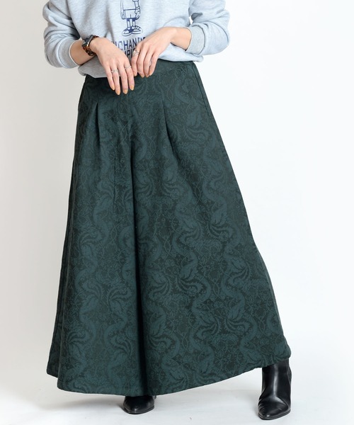 MARAI（マーライ）の「ジャカード風ワイドパンツ（その他パンツ・レディース・グリーン/ブラック/ネイビー/レッド・FREE）」の2枚目の写真