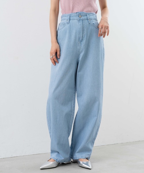 refinedworks（リファインドワークス）の「【refinedworks】美脚見えが 叶う デニム カーブパンツ（デニムパンツ・レディース・ライトブルー/インディゴブルー・FREE）」の5枚目の写真