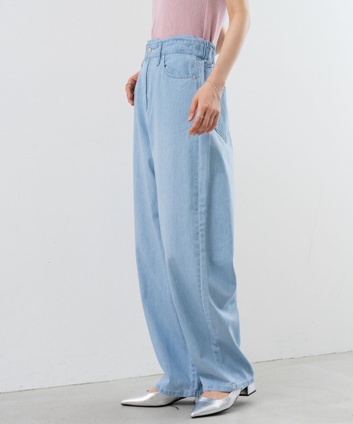 refinedworks（リファインドワークス）の「【refinedworks】美脚見えが 叶う デニム カーブパンツ（デニムパンツ・レディース・ライトブルー/インディゴブルー・FREE）」の7枚目の写真