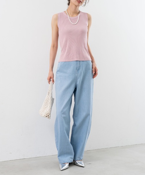 refinedworks（リファインドワークス）の「【refinedworks】美脚見えが 叶う デニム カーブパンツ（デニムパンツ・レディース・ライトブルー/インディゴブルー・FREE）」の8枚目の写真