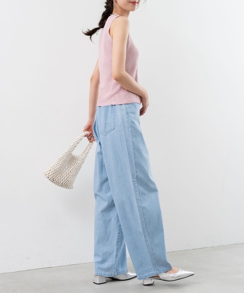 refinedworks（リファインドワークス）の「【refinedworks】美脚見えが 叶う デニム カーブパンツ（デニムパンツ・レディース・ライトブルー/インディゴブルー・FREE）」の9枚目の写真