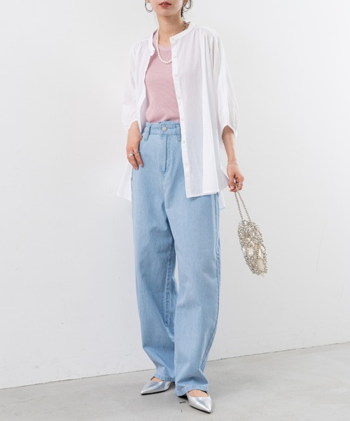 refinedworks（リファインドワークス）の「【refinedworks】美脚見えが 叶う デニム カーブパンツ（デニムパンツ・レディース・ライトブルー/インディゴブルー・FREE）」の13枚目の写真