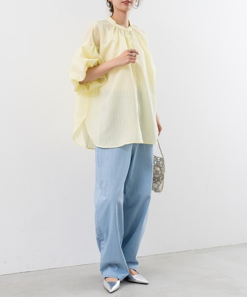 refinedworks（リファインドワークス）の「【refinedworks】美脚見えが 叶う デニム カーブパンツ（デニムパンツ・レディース・ライトブルー/インディゴブルー・FREE）」の14枚目の写真