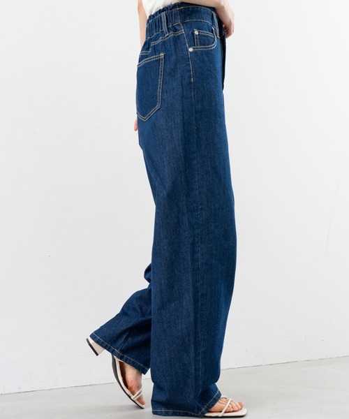 refinedworks（リファインドワークス）の「【refinedworks】美脚見えが 叶う デニム カーブパンツ（デニムパンツ・レディース・ライトブルー/インディゴブルー・FREE）」の17枚目の写真