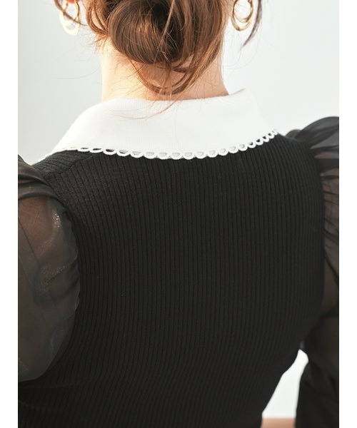 SNIDEL（スナイデル）の「Sustainable襟付きシアーニットプルオーバー