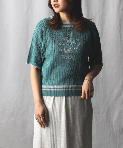 Right-on(ライトオン)の「BEVERLY HILLS POLO CLUB(ビバリーヒルズポロクラブ)【レディース】【限定展開】刺繍ニット(ニット/セーター・レディース・ネイビー/ホワイト/グリーン・M)」の15枚目の写真