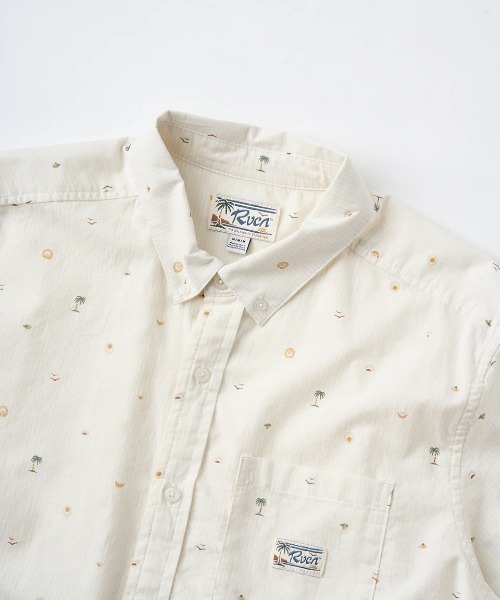 RVCA(ルーカ)の「RVCA メンズ 【EXOTICA】 EXOTICA SEERSUCKER SS 半袖シャツ 【2025年夏モデル】/ルーカ総柄スカラップ半袖シャツ(シャツ/ブラウス・メンズ・イエロー系その他/ホワイト・SMALL/MEDIUM/LARGE/X-LARGE)」の5枚目の写真